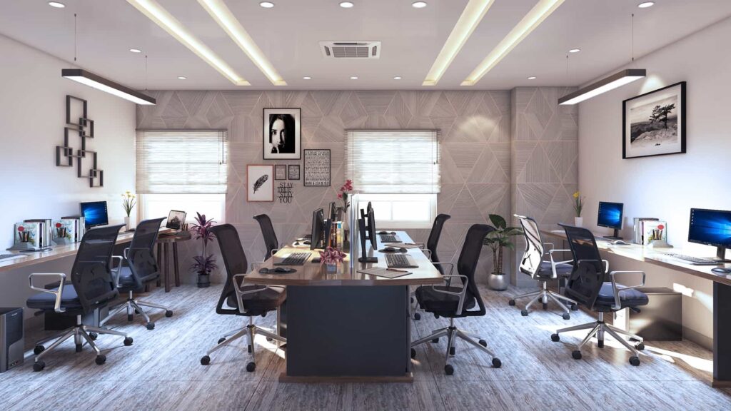 Virtual Staging of Commercial Office Interior with renderings